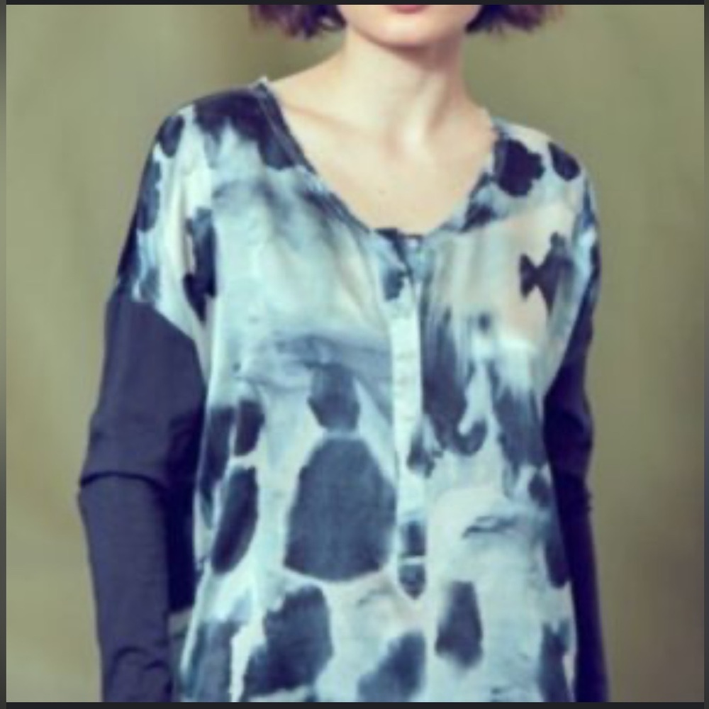 Go Silk Blue Silk Long sleeve Top XS